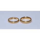 Two 22ct gold wedding bands. Gross weight approximately 12g.