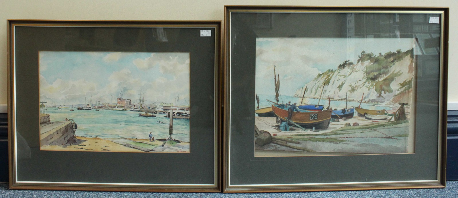 P.K.Truckle (20th century) Two watercolour studies, one a Portsmouth harbour side scene, the other