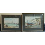 P.K.Truckle (20th century) Two watercolour studies, one a Portsmouth harbour side scene, the other