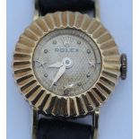 A Lady's 18 carat gold Rolex wristwatch, circa 1958, with leather strap (working)