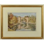 J.H.Meadowcroft (early 20th century) The Devil's Bridge, Kirkby Lonsdale, watercolour, signed,