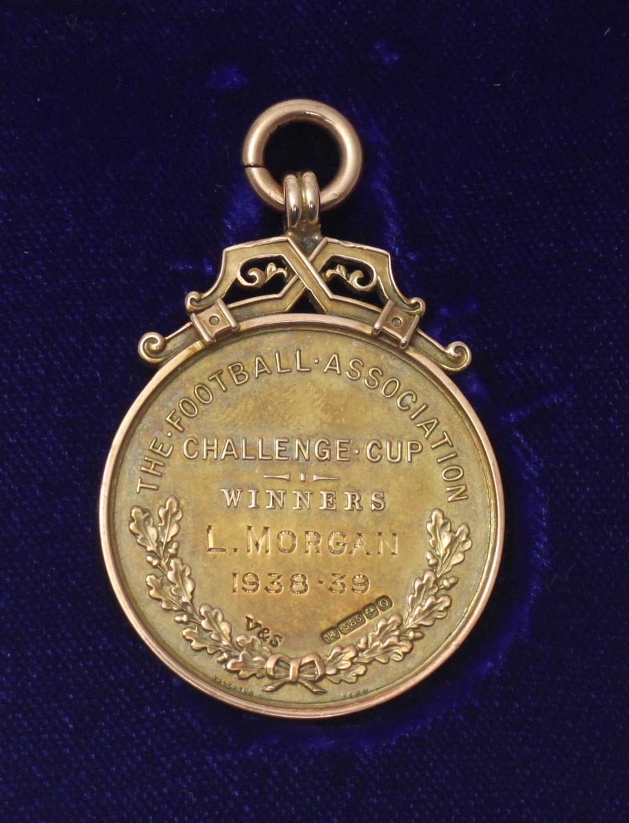 A 14ct gold 1939 FA Cup Final Winners Medal to Portsmouth Full-back Lewis Morgan (30th April 1911- - Image 3 of 5