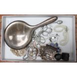 A small collection of assorted costume jewellery items including pearls, watches, necklaces and