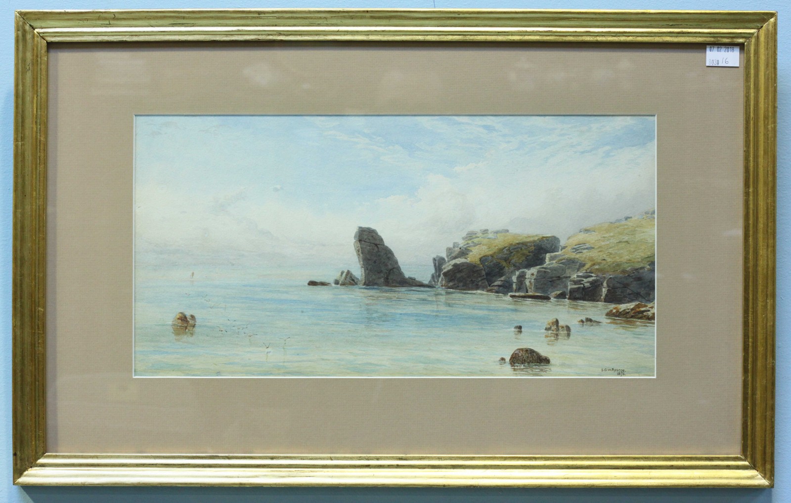 S G William Roscoe (British, 1852-1922), a rugged coastal scene, signed lower right "S G W Roscoe