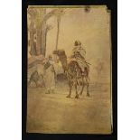 After Otto Pilny, unframed colour print of a Middle Eastern street scene with a man on a camel and