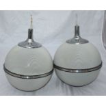 A pair of white 1970s/80s Grundig Audiorama ball or globe speakers, 25cm diam