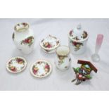 SECTION 47. Six items of Royal Albert 'Old Country Roses' pattern wares including vases and pin