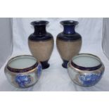 SECTION 11. A large pair of Royal Doulton 'Slaters Patent' stoneware pottery baluster vases