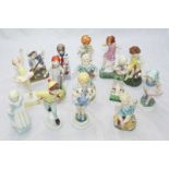 A set of fourteen Royal Worcester boy and girl 'A Child's Blessing' figures, 'Monday's child is fair