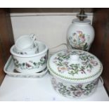 SECTION 31. A quantity of Portmeirion pottery including a casserole dish and cover, lamp, serving