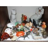 SECTION 4. A collection of ceramic animals including a pair of Wade cat pin dishes, Sylvac, tiles,