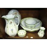 SECTION 33. A five-piece Edwardian pottery wash set of jug, basin, toothbrush holder, soap dish