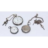 An early Victorian silver open-face pocket watch with engraved silver dial, Hallmarked London