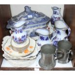 SECTION 24. A quantity of blue and white printed 19th century pottery including a tureen and cover