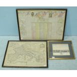 A antique hand-coloured printed map of Europe entitled 'Imperium Carlimagni,' 40x55cm, together with