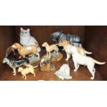 SECTION 34. A small collection of ceramic dogs, cats, horse etc, including Beswick, Lladro, Goebel