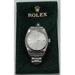 A stainless steel gents Rolex Oyster Precision wristwatch, c.1972, the silvered dial with batons