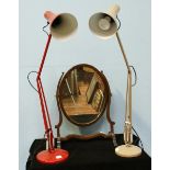 Two various Anglepoise table lamps, in red and beige, (both in working order), together with an oval