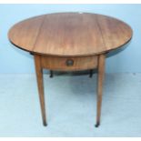 An Edwardian inlaid mahogany Pembroke table with single frieze drawer, opposing faux drawer, two