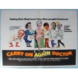 Carry On Again Doctor (1969) British Quad film poster, artwork by Arnaldo Putzu, comedy starring