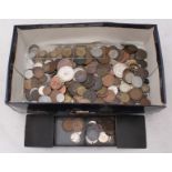 A collection of assorted circulated Imperial and world coinage, including an 1890 'Baby head' 5