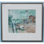 Neville Dutton (Contemporary) 'Rainy Day in the Dockyard' #1 in the Portsmouth Dockyard series.
