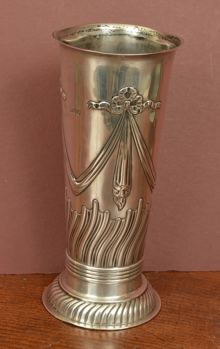 An art nouveau silver vase of tapering form, London, 1895, maker's mark of Charles Stuart Harris,