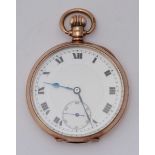 A 9ct gold pocket watch with seconds sub-dial, hallmarked Birmingham, case stamped 'Dennison Watch