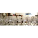 A small quantity of assorted etched, stemmed glassware.