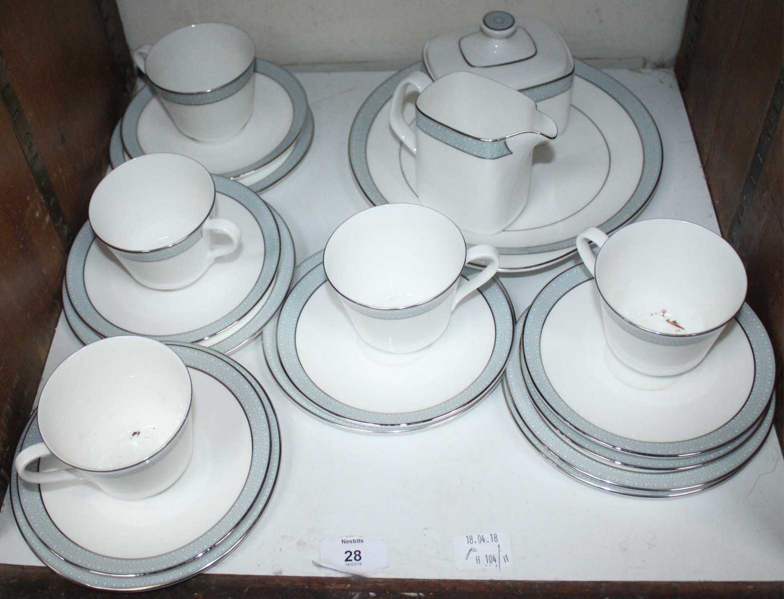 SECTION 28. A Royal Doulton 'Etude' pattern H5003 part tea service comprising 6-each saucers and