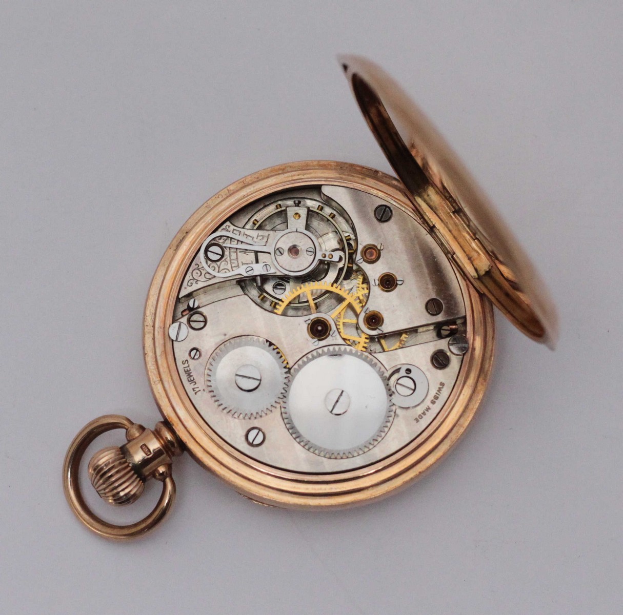 A 9ct gold pocket watch with seconds sub-dial, hallmarked Birmingham, case stamped 'Dennison Watch - Image 2 of 6