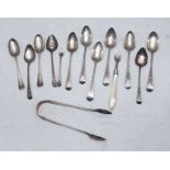 A set of six George III silver 'Old English' pattern teaspoons with bright-cut decoration, London,