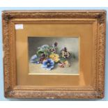 Eva Francis, still life study of pansies, signed and dated '1888' watercolour, in gilt frame. 14 x