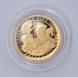 A 1997 Britannia gold proof £25 coin, Britannia on chariot, 731/2,500, 1/4oz, in original case