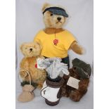 A large Hermann Teddy Bear 'The Golfer' with golf clubs, limited edition no. 156/200,