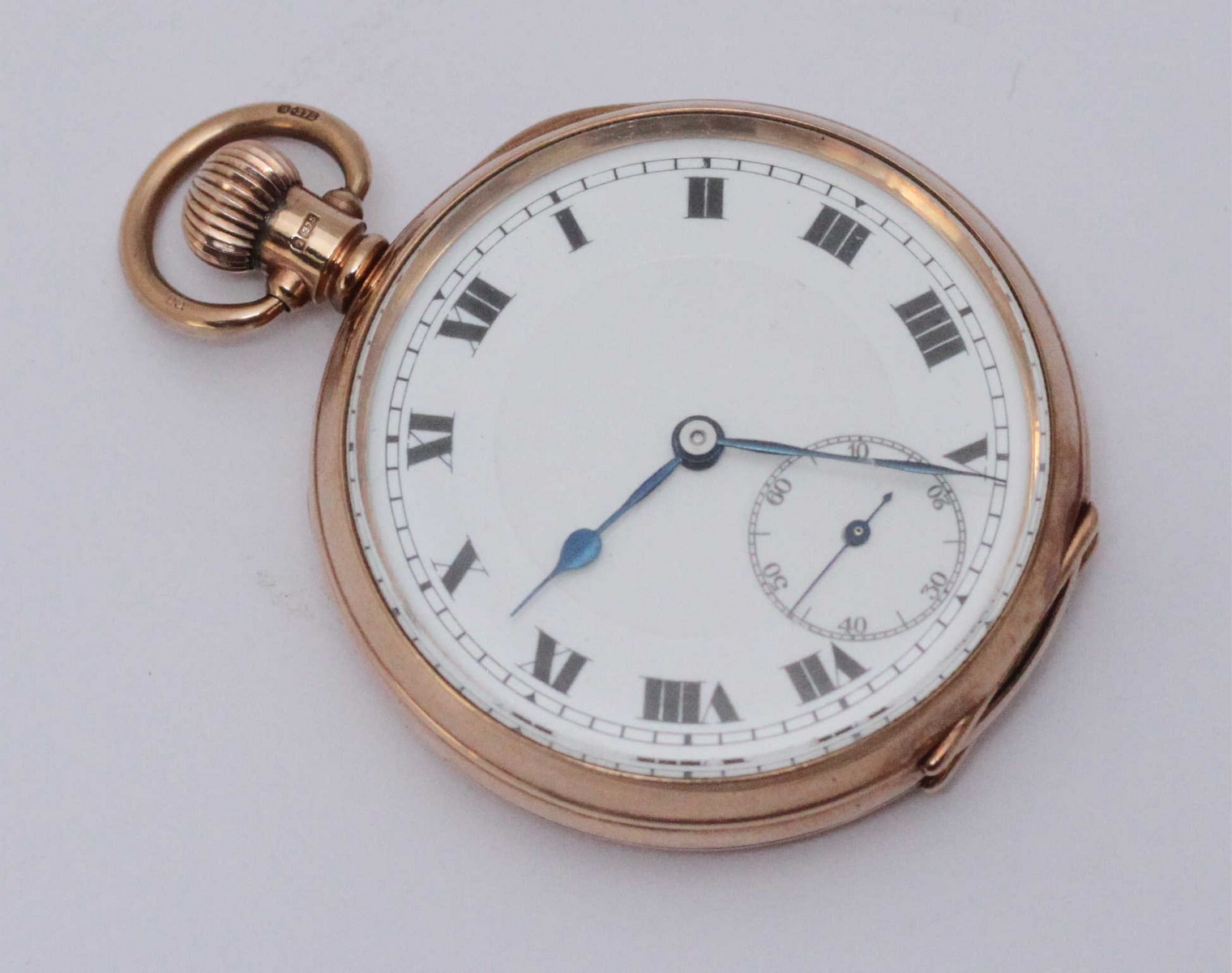 A 9ct gold pocket watch with seconds sub-dial, hallmarked Birmingham, case stamped 'Dennison Watch - Image 3 of 6