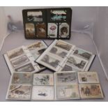 A collection of early 20th century postcards in five albums, Portsmouth topographical printed and