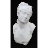 A white marble bust of a Grecian lady, approximately 48cm high