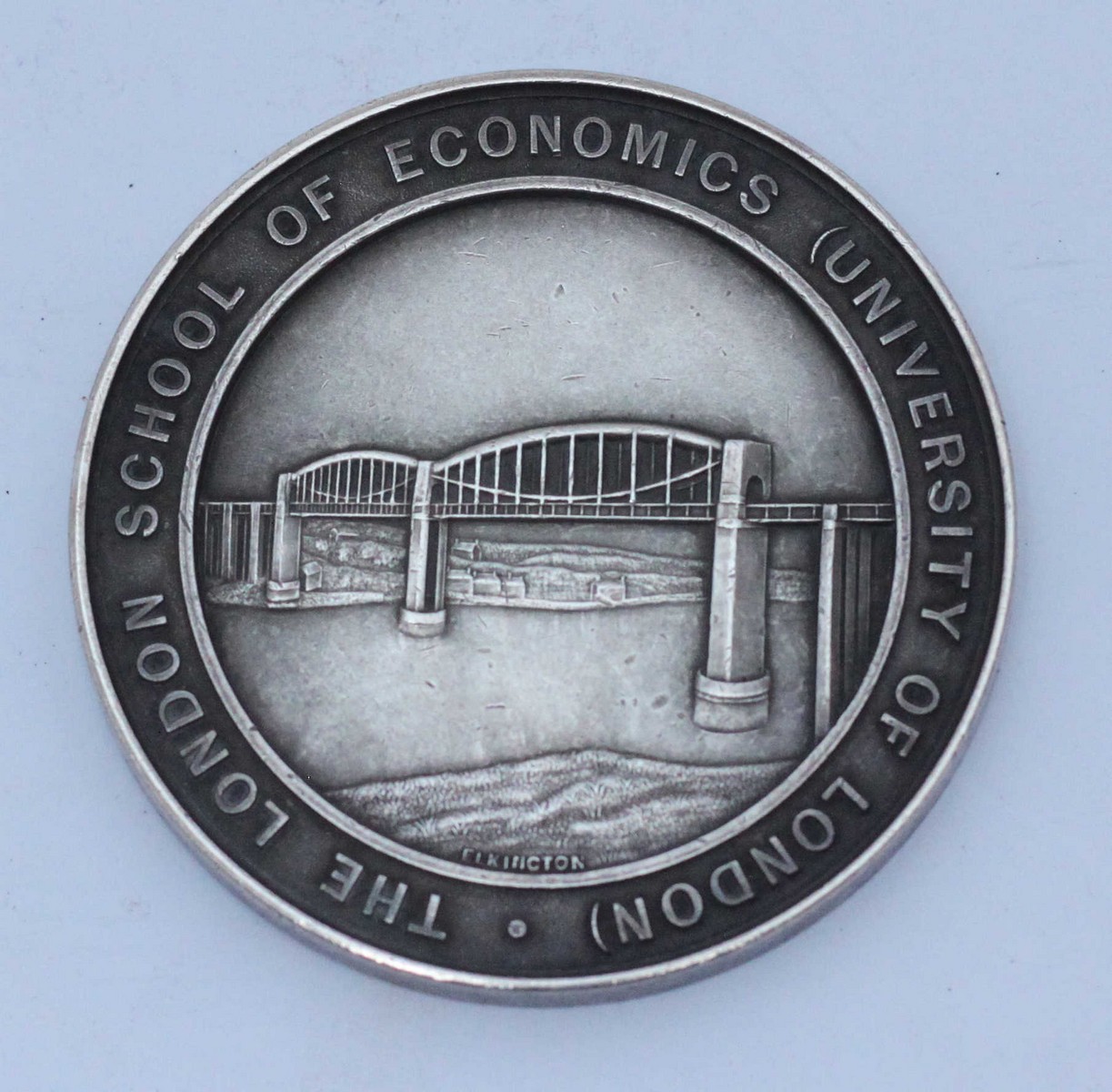 London School of Economics, a silver award medal by Elkington, with relief moulded bust of - Image 2 of 3