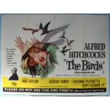 The Birds' (1963) British Quad film poster, directed by Alfred Hitchcock & starring Tippi Hedren,