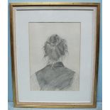 Fiona Strickland (b1956), 'Head of a Girl,' pencil study of the back of the head of a girl with hair