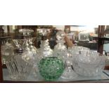 Various cut glass decanters, bowls and condiments etc