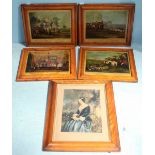 A set of four F.C. Turner 'Bachelor's Hall' coloured prints of hunting scenes, glazed and framed,