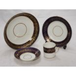 A late 18th century Derby porcelain bachelor set of coffee can, saucer, side-plate and bowl,