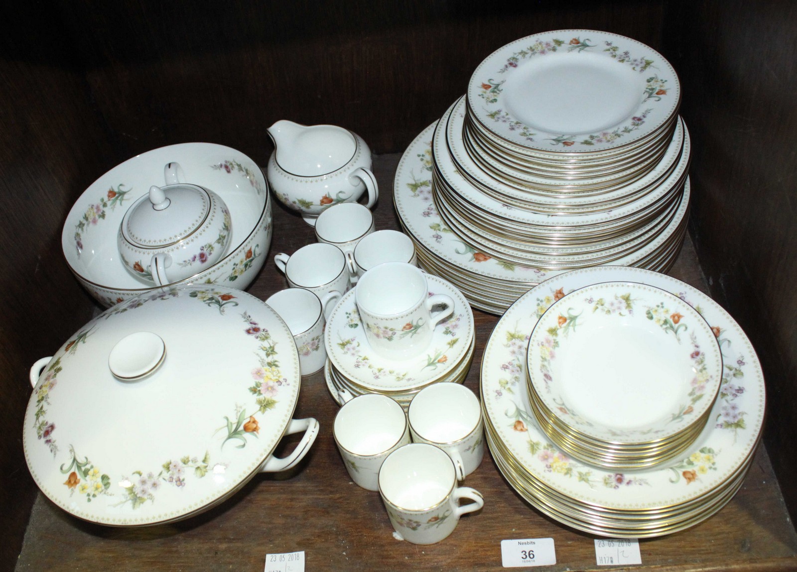 SECTION 35 & 36. A fifty-nine piece Wedgwood Mirabelle part dinner and coffee service, comprising of