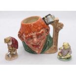 A large Royal Doulton character jug, 'Quasimodo' D7108 with certificate, together with two Royal