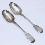 A pair of William IV Silver fiddle-pattern tablespoons, London, 1836, maker John Whiting, 5.6oz