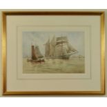 William Minshall Birchall (1884-1941), 'Our Ensign in Dutch Waters', watercolour, signed,