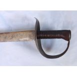 A Royal Navy 1804-pattern cutlass with ribbed wooden grip, (repair to blade)