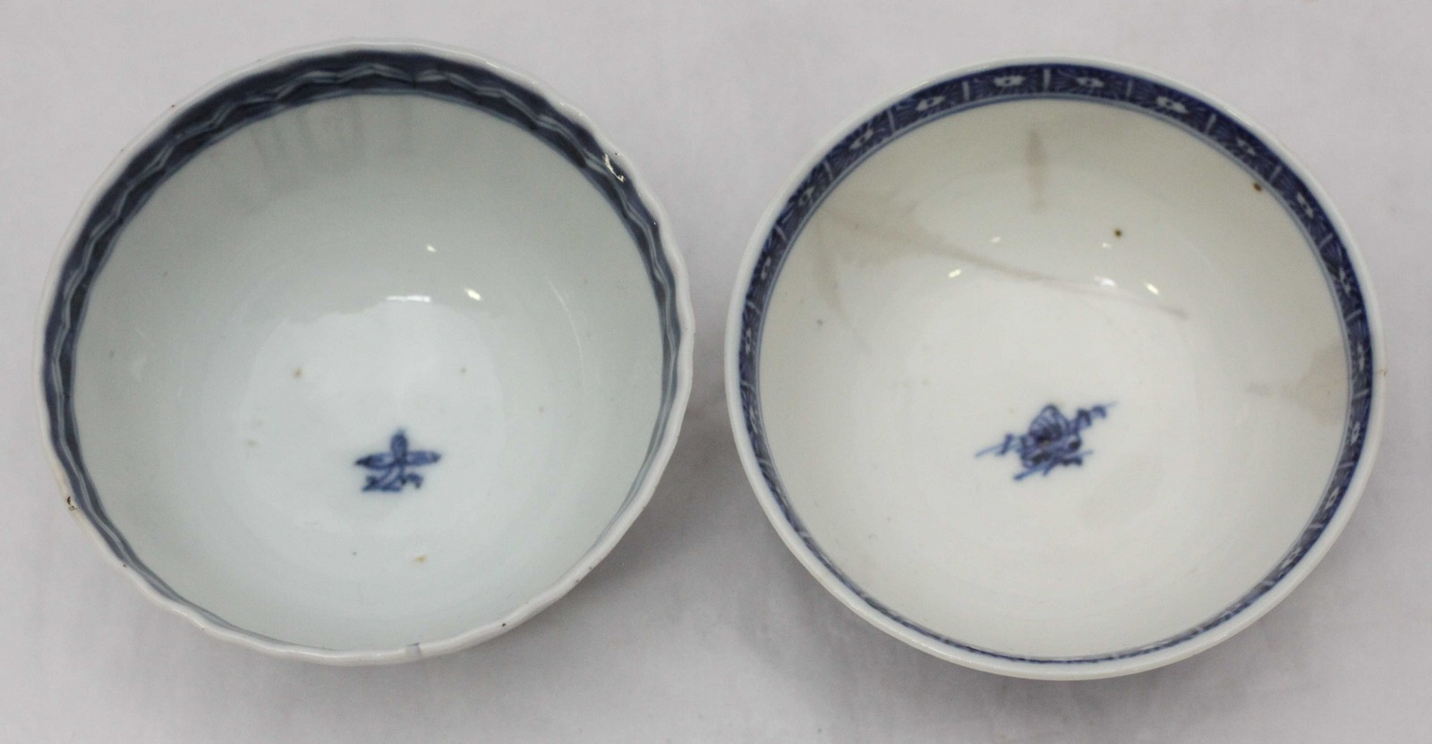 Two 18th century Chinese blue and white porcelain tea bowls and a dish, together with a print of The - Image 3 of 4